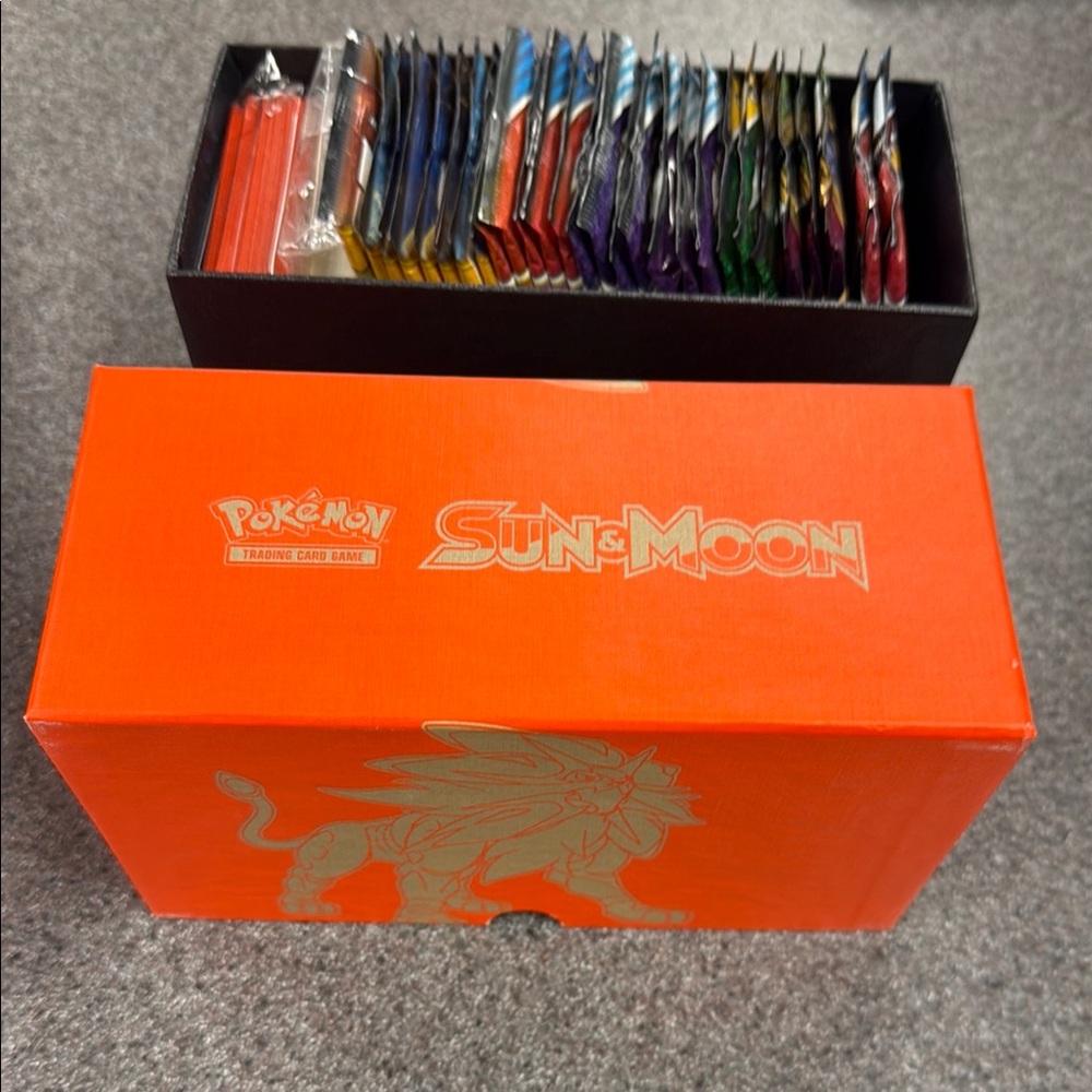 Pokemon Sun & Moon Red Box with Gold Accents